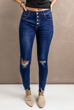 Load image into Gallery viewer, Distressed Button Fly Skinny Jeans
