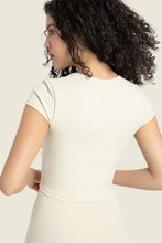 Load image into Gallery viewer, Gathered Detail Surplice Short Sleeve Sports Top
