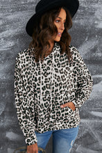 Load image into Gallery viewer, Leopard Print Drawstring Hoodie with Kangaroo Pocket
