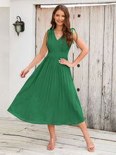 Load image into Gallery viewer, Pleated V-Neck Sleeveless Midi Dress
