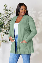 Load image into Gallery viewer, Basic Bae Full Size Ribbed Open Front Cardigan with Pockets
