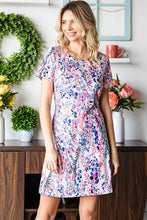 Load image into Gallery viewer, Printed Round Neck Short Sleeve Mini Dress
