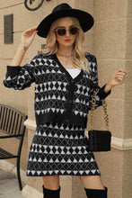 Load image into Gallery viewer, Geometric Button Front Cardigan and Skirt Set
