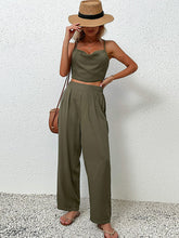 Load image into Gallery viewer, Crisscross Back Cropped Top and Pants Set
