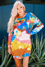 Load image into Gallery viewer, Multicolored Tie-Dye Long Sleeve Dress
