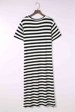 Load image into Gallery viewer, Striped V-Neck Short Sleeve Side Slit Dress
