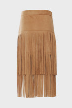 Load image into Gallery viewer, Fringe Detail Faux Suede Midi Skirt
