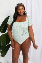 Load image into Gallery viewer, Marina West Swim Salty Air Puff Sleeve One-Piece in Sage
