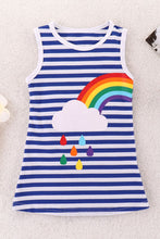 Load image into Gallery viewer, Girls Rainbow Graphic Striped Sleeveless Dress
