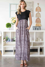 Load image into Gallery viewer, Leopard Print Round Neck Maxi Dress with Pockets
