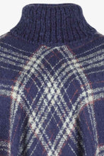 Load image into Gallery viewer, Plaid Turtleneck Fringe Hem Poncho
