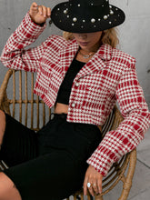 Load image into Gallery viewer, Patterned Button Front Cropped Blazer
