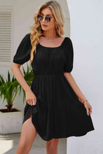 Load image into Gallery viewer, Ruched Square Neck Puff Sleeve Mini Dress
