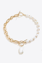 Load image into Gallery viewer, Half Pearl Half Chain Toggle Clasp Necklace
