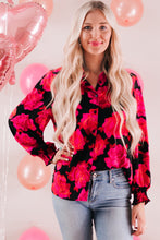 Load image into Gallery viewer, Floral Button Front Lantern Sleeve Shirt
