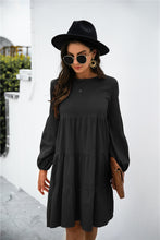 Load image into Gallery viewer, Balloon Sleeve Keyhole Tiered Dress
