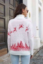 Load image into Gallery viewer, Reindeer &amp; Snow Pattern Turtle Neck Pullover Sweater
