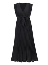 Load image into Gallery viewer, Tied Surplice Cap Sleeve Pleated Dress
