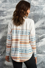 Load image into Gallery viewer, Geometric Print V-Neck Curved Hem Top
