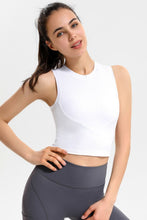 Load image into Gallery viewer, Ribbed Crisscross Round Neck Cropped Sports Tank
