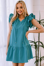Load image into Gallery viewer, Ruffle Shoulder Tie-Neck Tiered Dress
