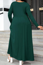 Load image into Gallery viewer, Plus Size Round Neck Long Sleeve Maxi Dress with Pockets
