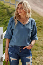 Load image into Gallery viewer, Textured V-Neck Half Sleeve Blouse
