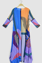 Load image into Gallery viewer, Mixed Print Accordion Pleated Belted Side Slit Dress
