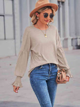 Load image into Gallery viewer, Round Neck Flounce Sleeve Blouse
