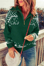 Load image into Gallery viewer, Zip-Up Mock Neck Dropped Shoulder Pullover Sweater
