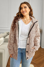 Load image into Gallery viewer, Cable-Knit Fleece Lining Button-Up Hooded Cardigan
