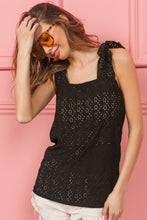 Load image into Gallery viewer, BiBi Eyelet Ruffle Wide Strap Tank
