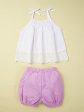 Load image into Gallery viewer, Spliced Lace Cami and Elastic Waist Shorts Set
