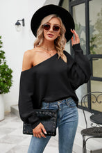 Load image into Gallery viewer, Boat Neck Horizontal Ribbing Dolman Sleeve Sweater
