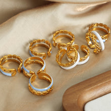 Load image into Gallery viewer, Enamel 18K Gold-Plated Open Ring
