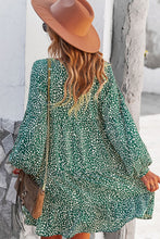 Load image into Gallery viewer, Printed Balloon Sleeve Ruffle Hem Dress

