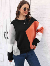 Load image into Gallery viewer, Color Block Round Neck Sweater
