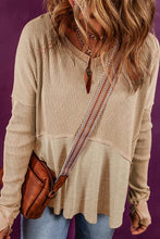 Load image into Gallery viewer, Notched Neck Long Sleeve Slit Blouse
