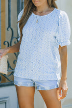 Load image into Gallery viewer, Printed Round Neck Half Flounce Sleeve Top
