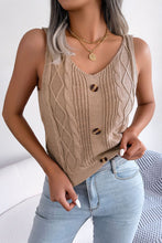 Load image into Gallery viewer, Decorative Button Mixed Knit Tank
