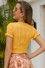 Load image into Gallery viewer, Buttoned Frill Hem Cropped Knit Top
