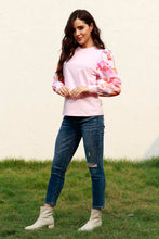 Load image into Gallery viewer, Floral Lantern Sleeve Round Neck Blouse
