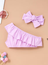 Load image into Gallery viewer, Baby Girl One-Shoulder Ruffled Top and Floral Shorts Set
