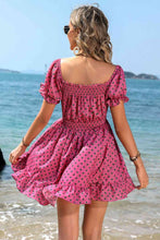 Load image into Gallery viewer, Polka Dot Square Neck Smocked Waist Dress
