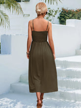 Load image into Gallery viewer, Decorative Button Spaghetti Strap Midi Dress

