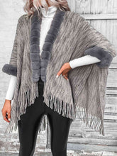 Load image into Gallery viewer, Open Front Fringe Hem Poncho
