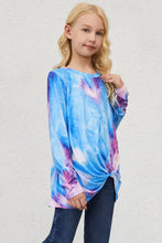 Load image into Gallery viewer, Girls Tie-Dye Twist Front Long Sleeve Top
