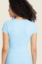 Load image into Gallery viewer, Gathered Detail Surplice Short Sleeve Sports Top
