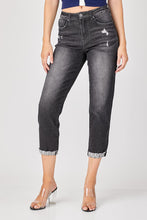 Load image into Gallery viewer, RISEN Distressed High-Rise Boyfriend Jeans in Black
