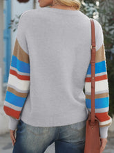 Load image into Gallery viewer, Striped Dropped Shoulder Crewneck Ribbed Trim Sweater
